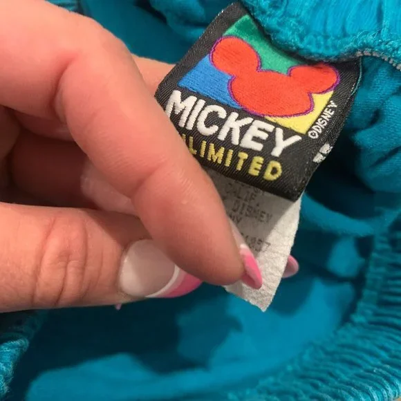 1980s Mickey Mouse Disney Teal Jerry leigh Cotton Elastic Shots - Picture 6 of 6